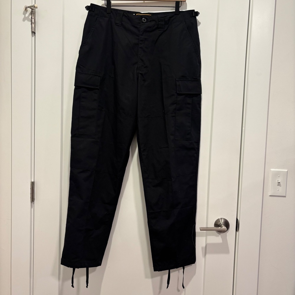 Ryno Gear Mens Black Ripstop Tactical Cargo Pants Size Medium Adjustable Waist